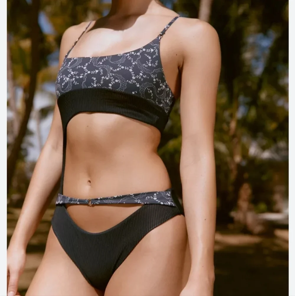 New!Frankie's‎ Bikinis Blue Thea Ribbed One-piece Swimsuit